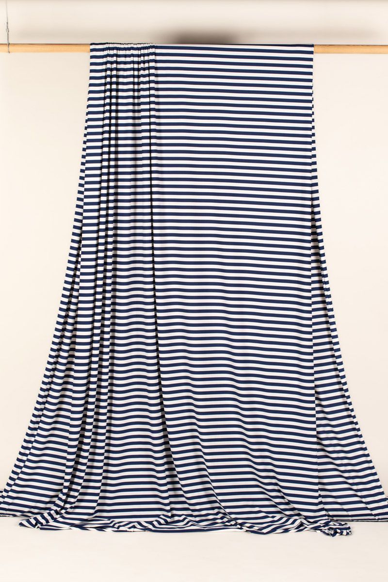 Rib Knit - Navy &amp; White Stripe