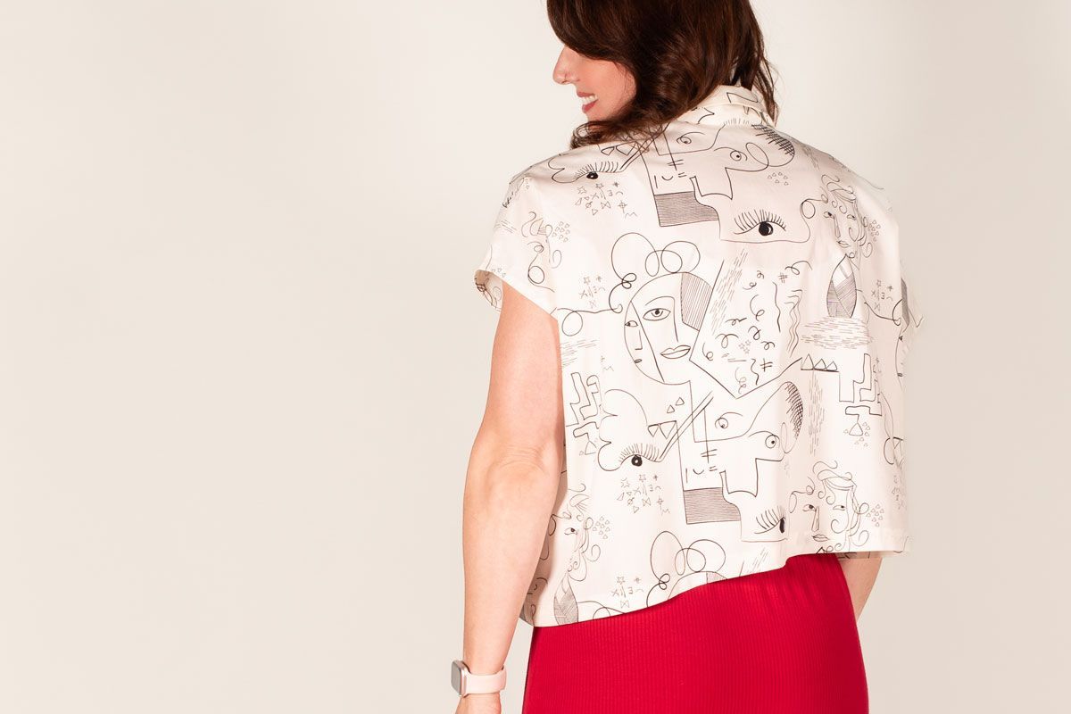 Cotton Print - Cubist Faces in Black & Cream Cotton Print - Cubist Faces in Black & Cream