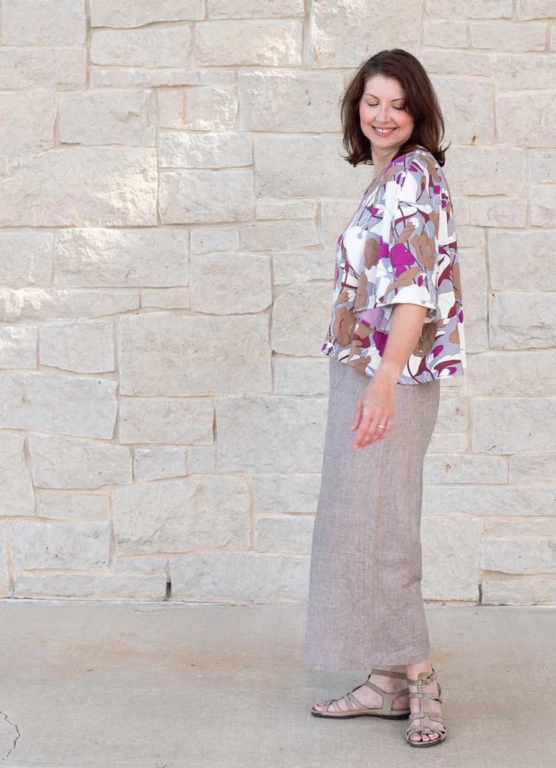 The Roma Top made in a rayon twill fabric