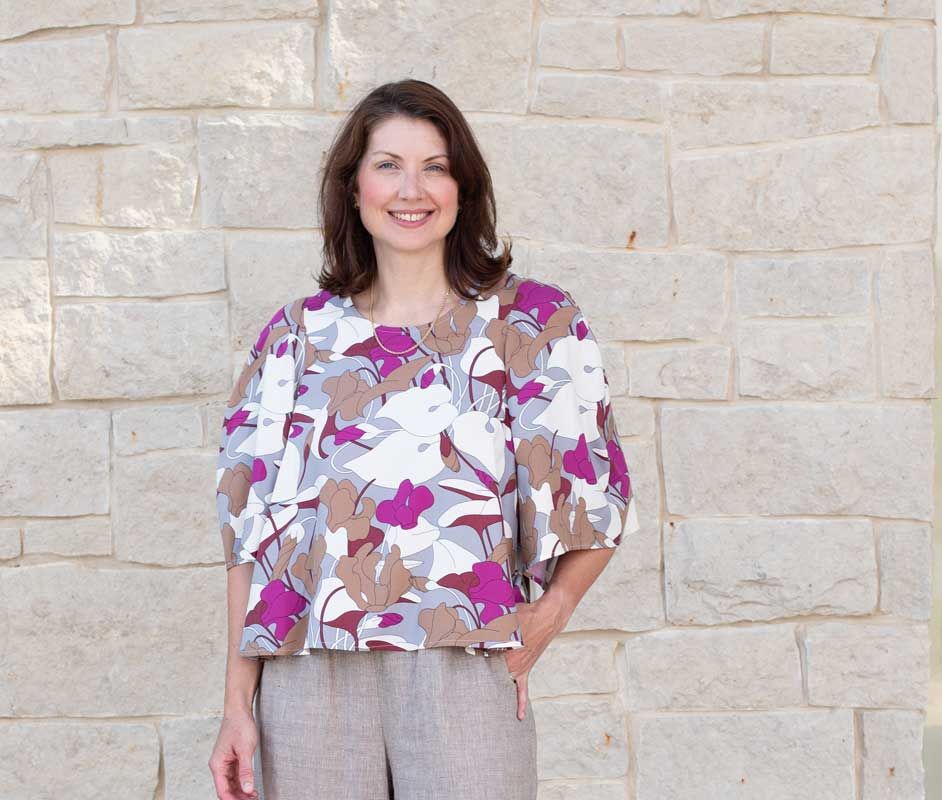 The Roma Top made in a rayon twill fabric
