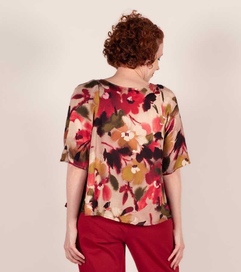 The Roma Top made in a sandwashed satin twill rayon fabric