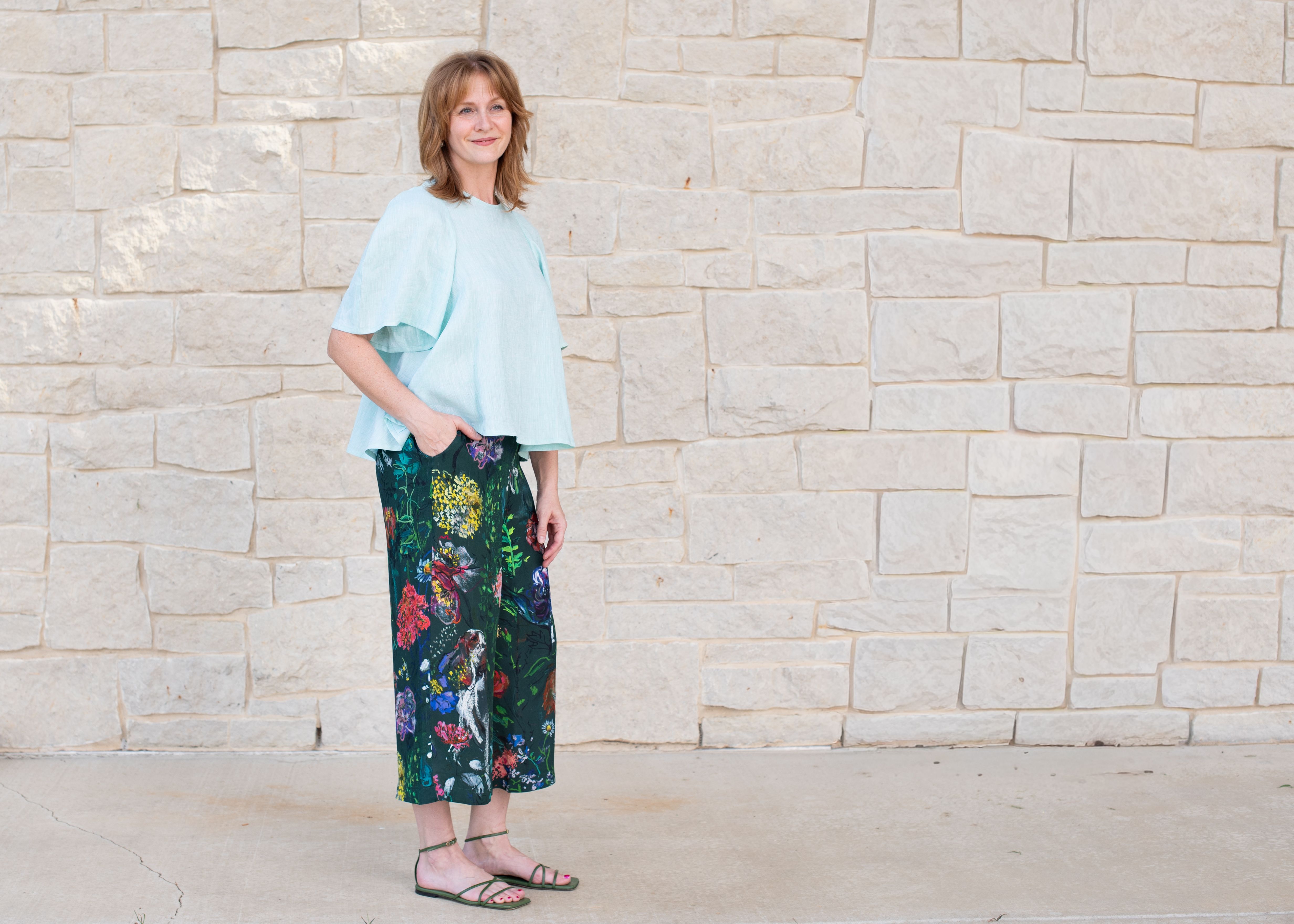 The Roma Top made in lightweight linen with rayon West End Pants