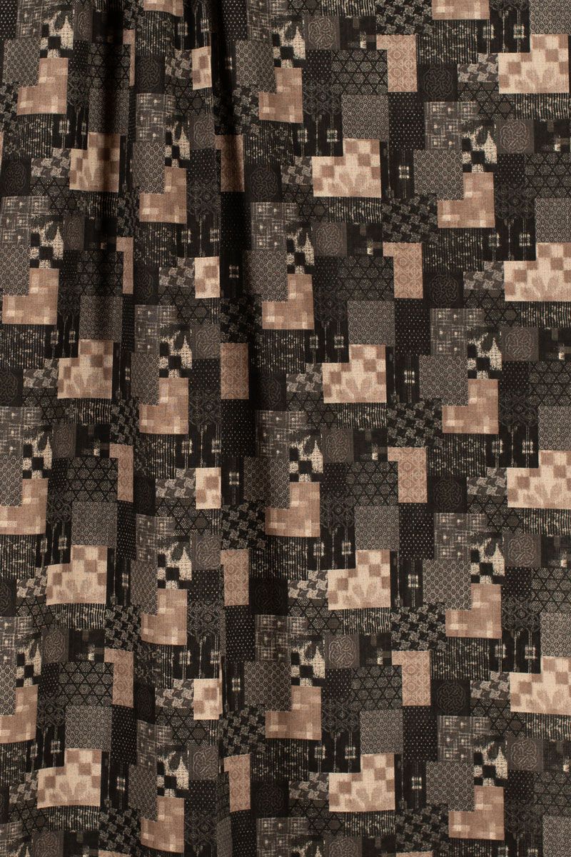 Cotton - Black &amp; Tan Patchwork