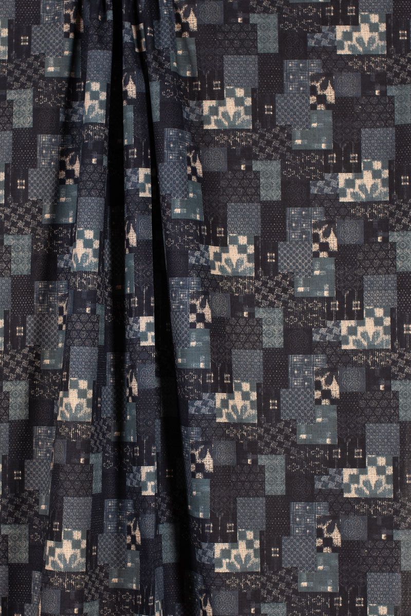 Cotton - Navy &amp; Cream Patchwork