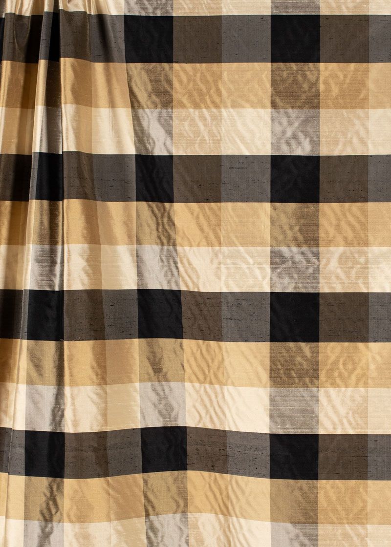 Silk Shantung - Neutral Big Check