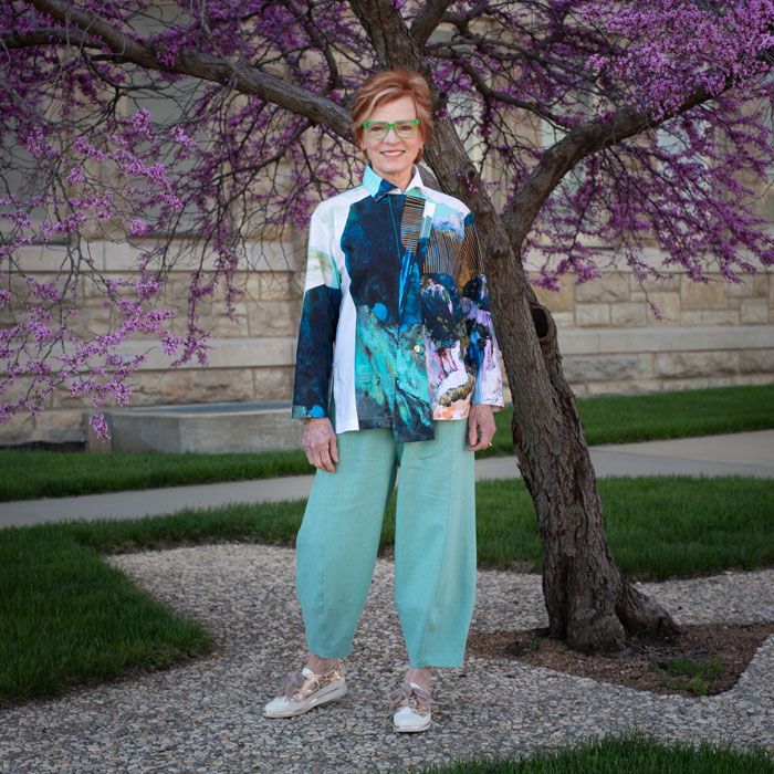 The Whistles Top in a medium-weight cotton worn with linen Picasso Pants. 