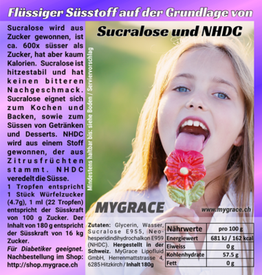 MYGRACE flüssiger Süssstoff mit Sucralose + NHDC 150 ml