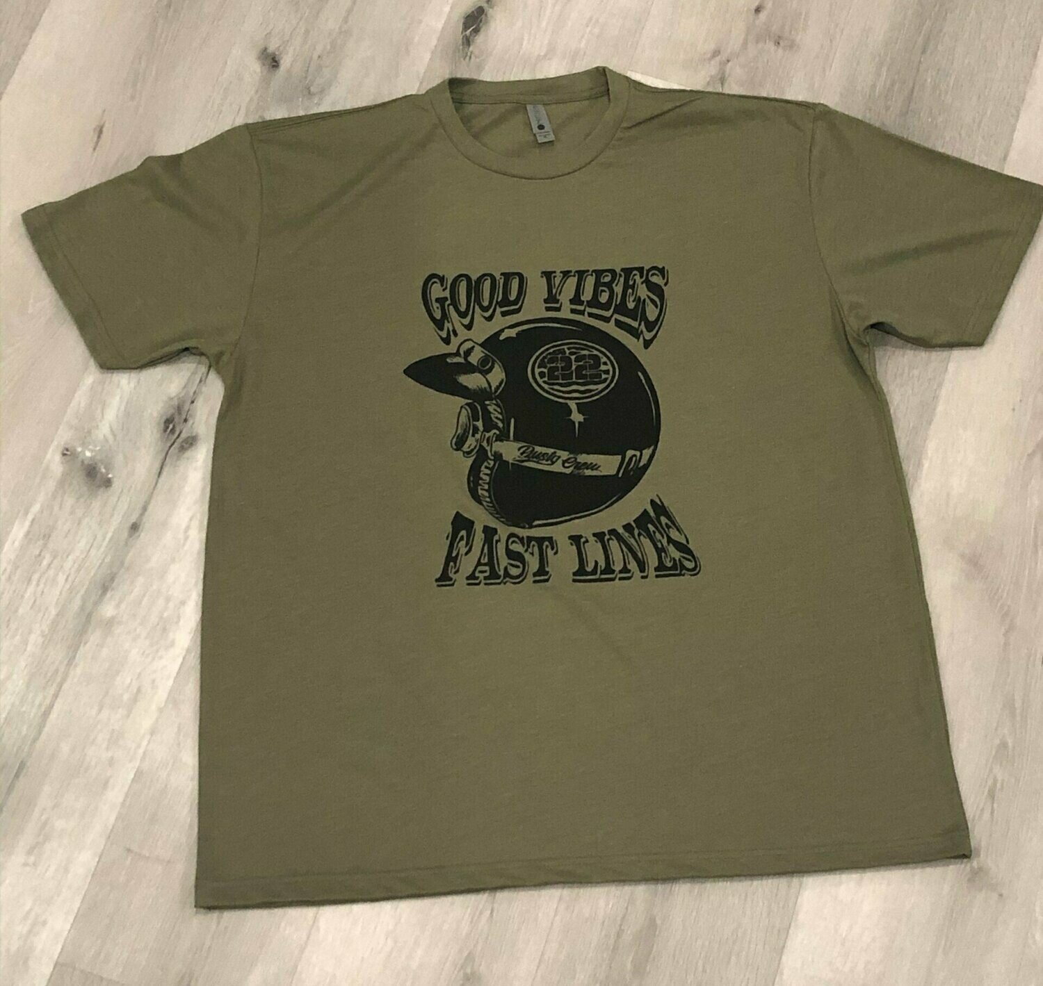 Good Vibes Tee, COLOR: OLIVE GREEN, SIZE: S