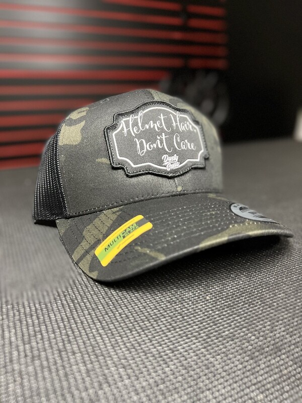 Helmet Hair Don't Care Camo Trucker Hat