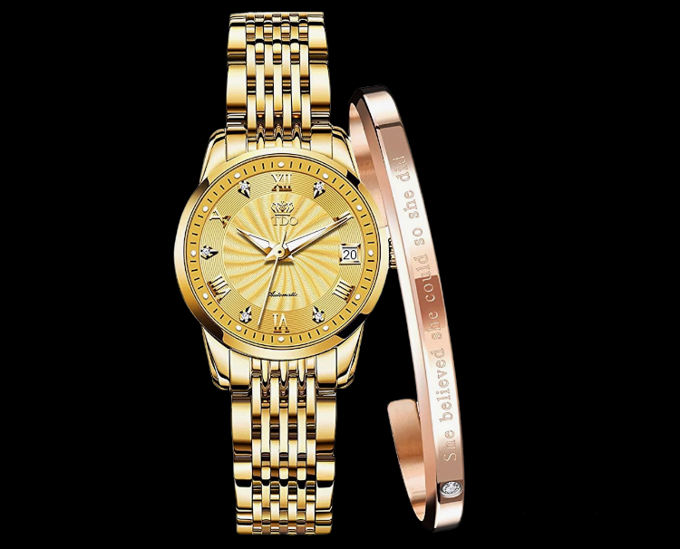 Golden Watch Bracelet Set