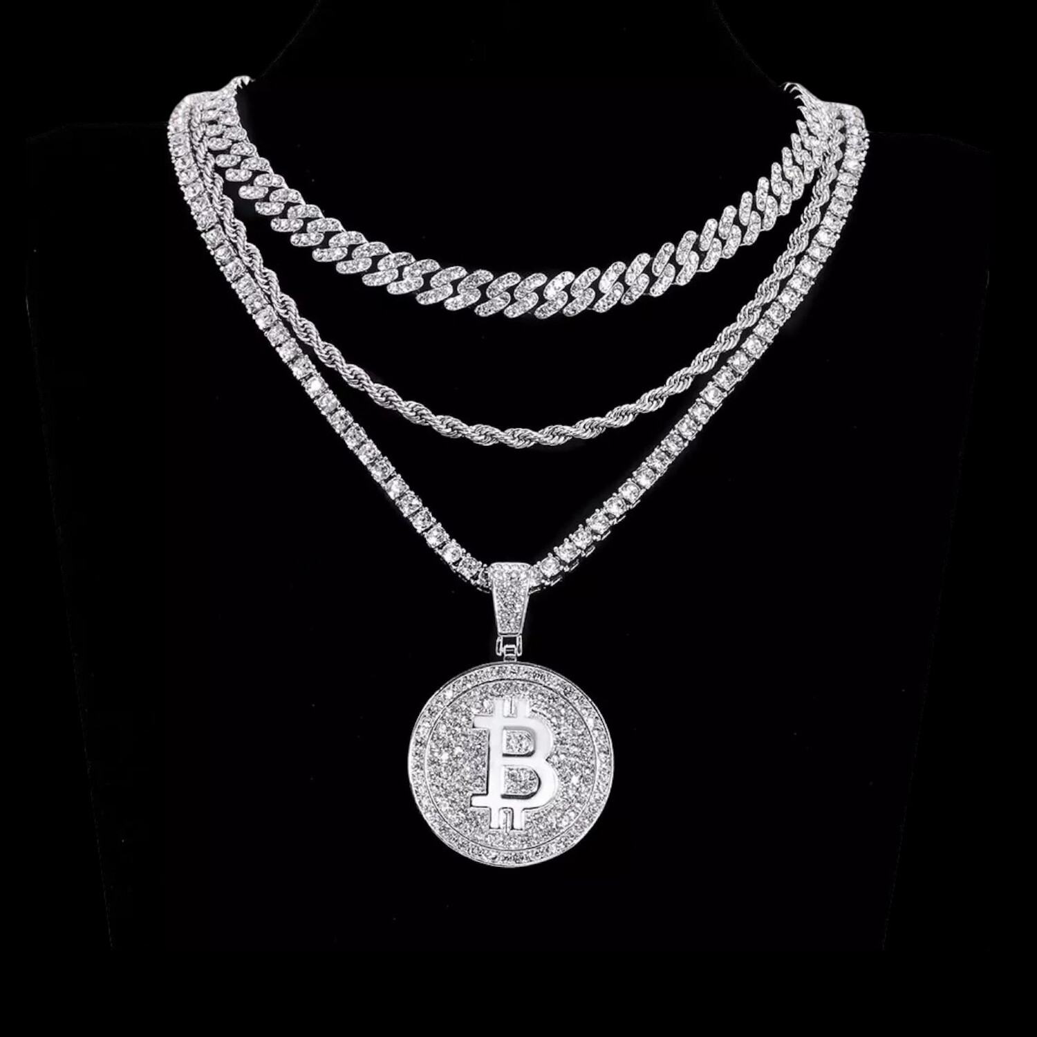 Bitcoin Icy Pendant Necklace