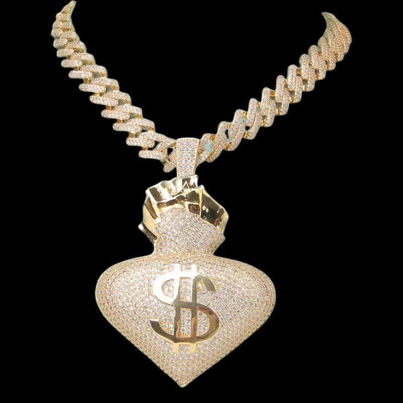 Dollar Sign Heart 24k Gold Chain