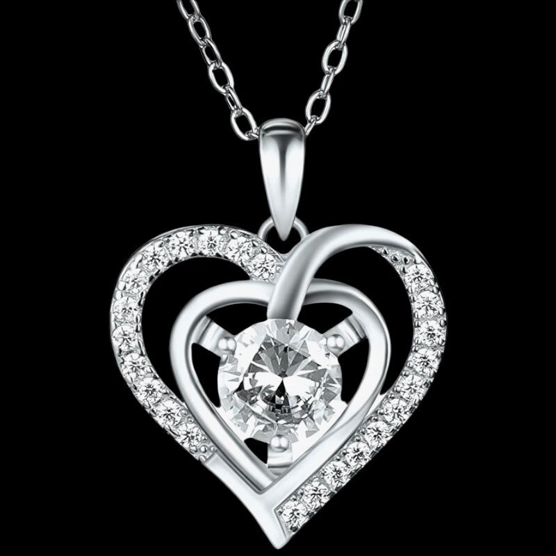 925 Sterling Silver Pendant Heart Necklace