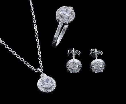 925 Sterling silver Crystal Jewelry Set