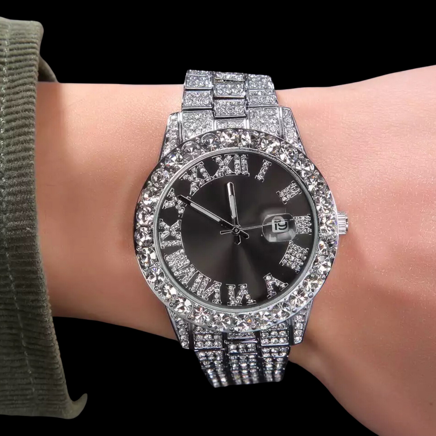 Silver Black Icy Watch