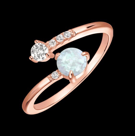 Rose Gold Opal Diamond Ring
