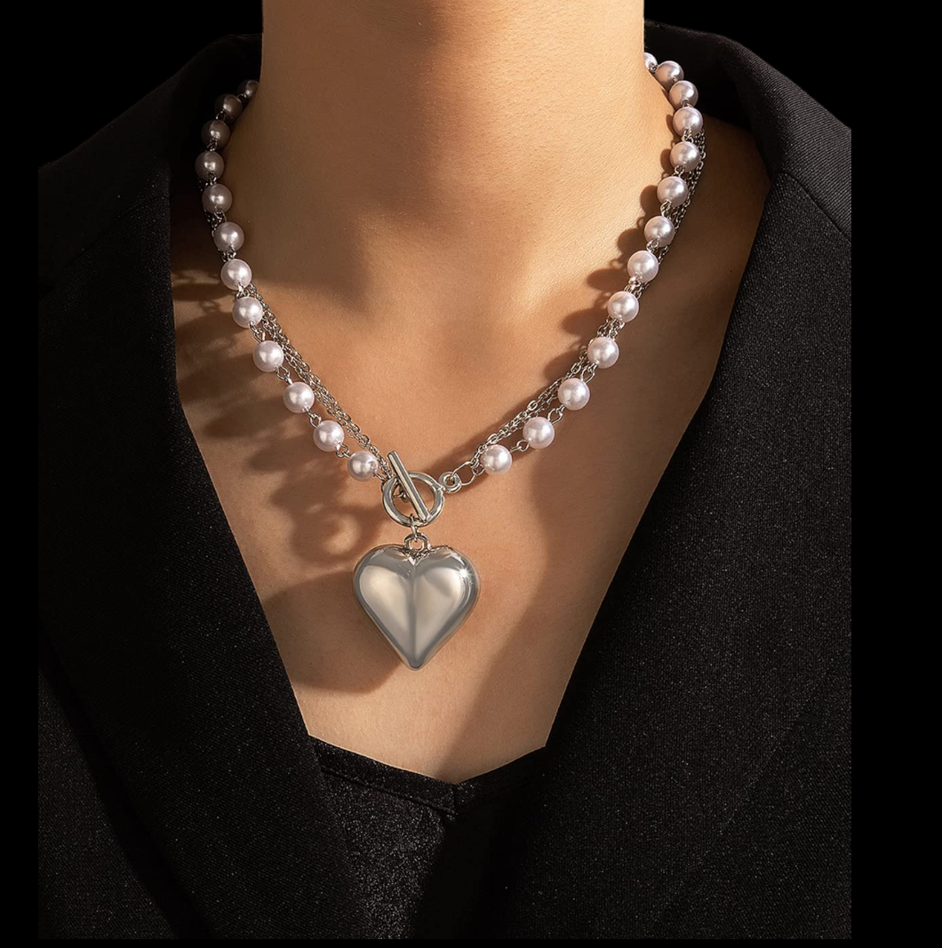 Fancy Girl Pearl Heart Necklace