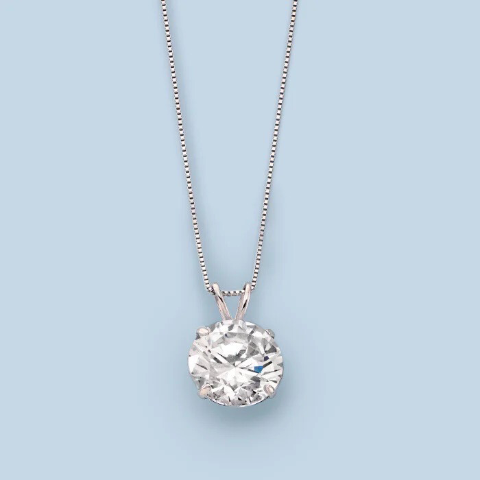 4.00 Carat CZ Solitaire Necklace in 14kt White Gold