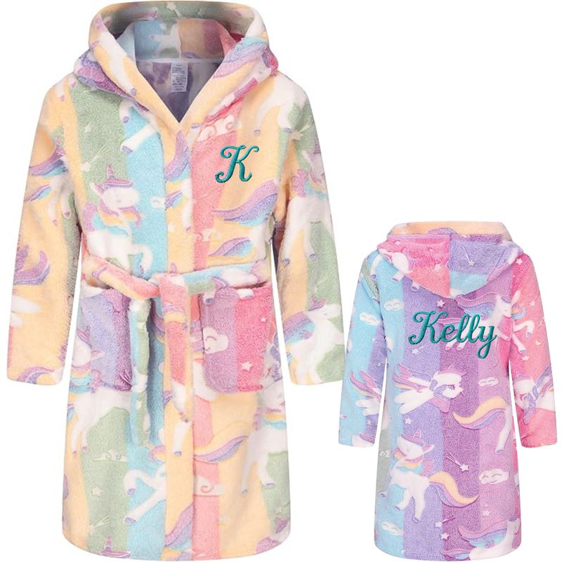 Embroidered Girls&#39; Plush Robe