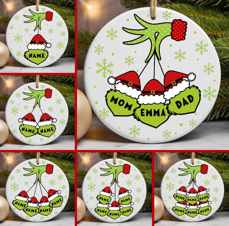 Grinch Family Photo Ornament