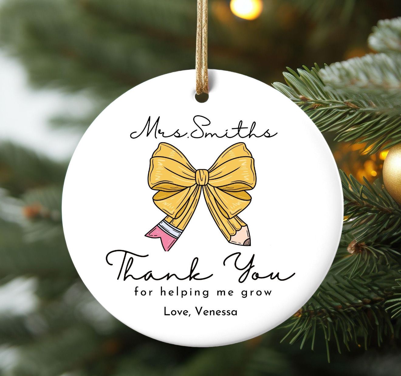 Teacher Bow Ornament