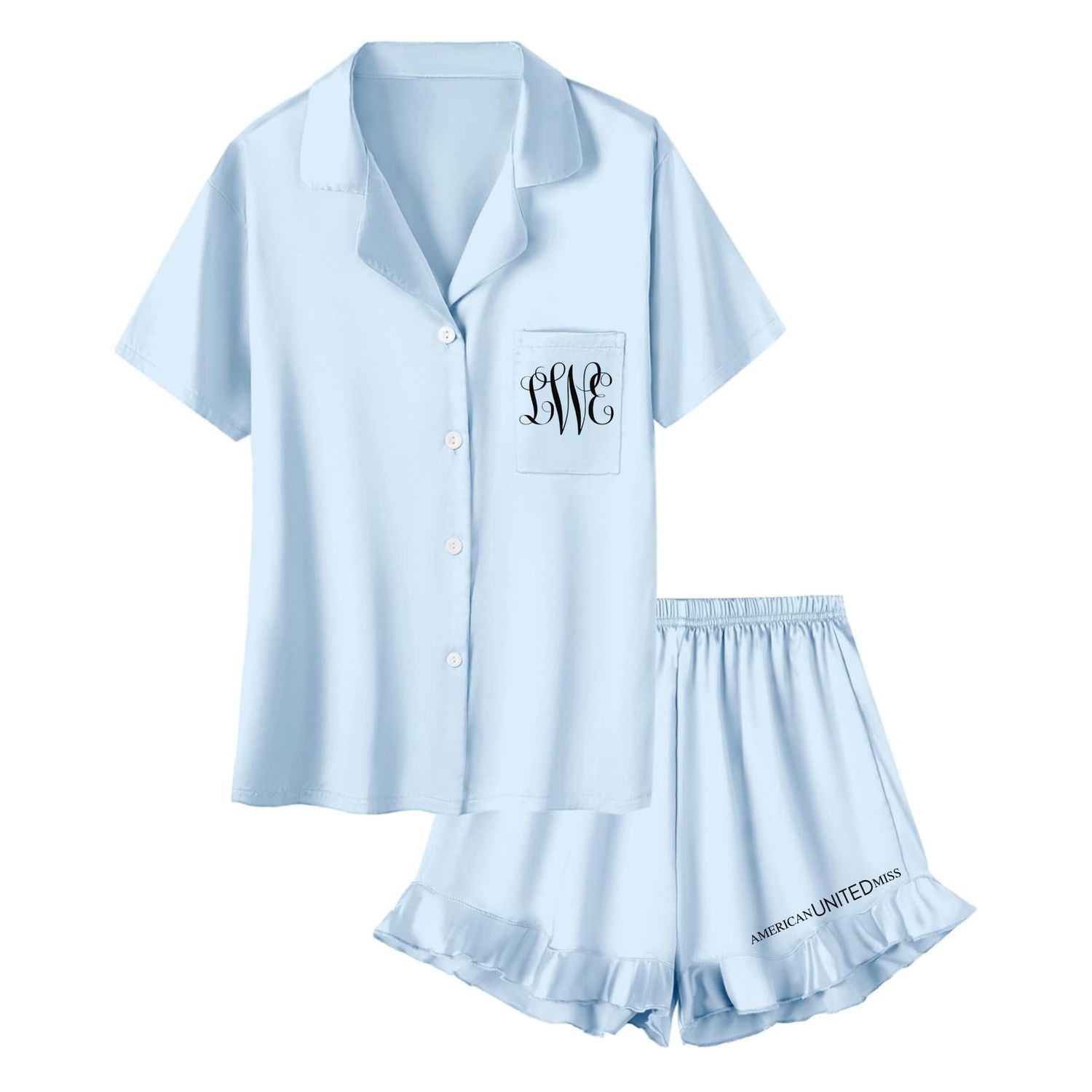 AUM Satin Embroidered Pajama Set