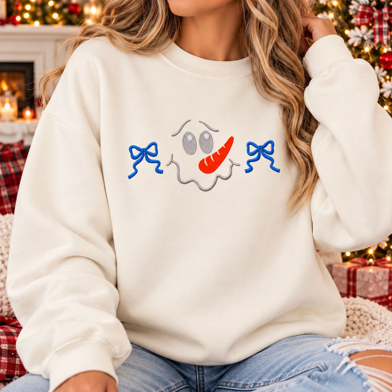 Snowman &amp; Blue Bows