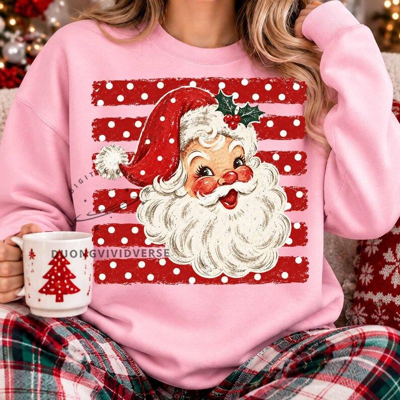 Vintage Polka Dot Santa