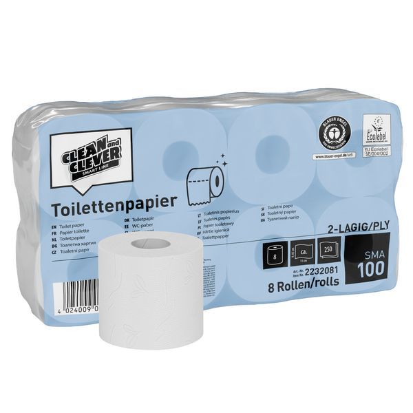 SMA100 Topa weiß 2lg CLEAN and CLEVER 8x8Rll à250Bl Toilettenpapier Recycling