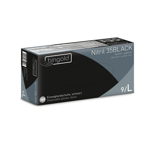 Nitril 35 Black U-Handschuh puderfrei 100Stk Größen L/M/XL unsteril, schwarz
