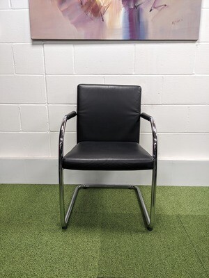 Vitra ID Soft Conference Cantilever Chair | Black Leather | Chrome Frame