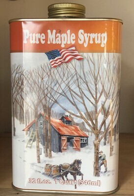 One Quart pure Vermont Maple Syrup, Metal Can