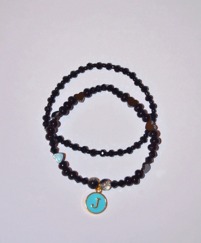beaded bracelet with letter pendant