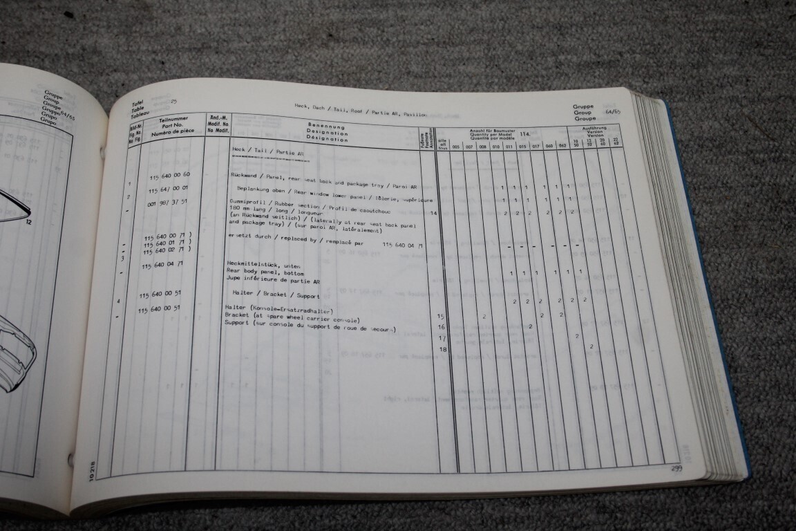 Parts catalogus W114