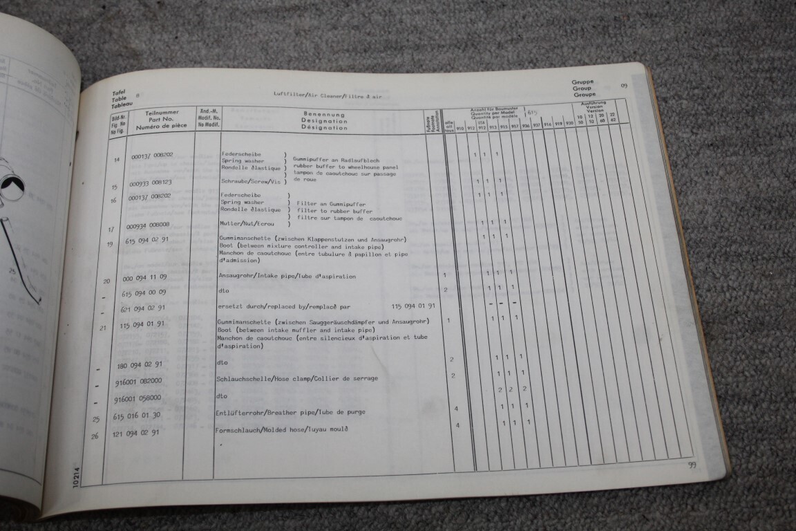 Parts catalogus OM615 motor (W115)