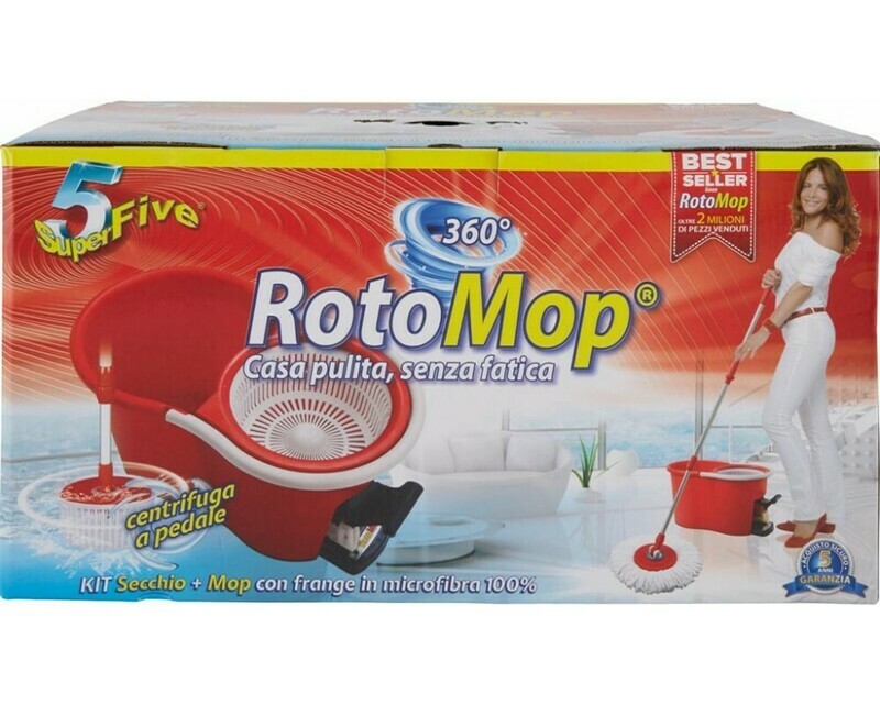 Superfive RotoMop 360° Kit Secchio + Mop con Frange