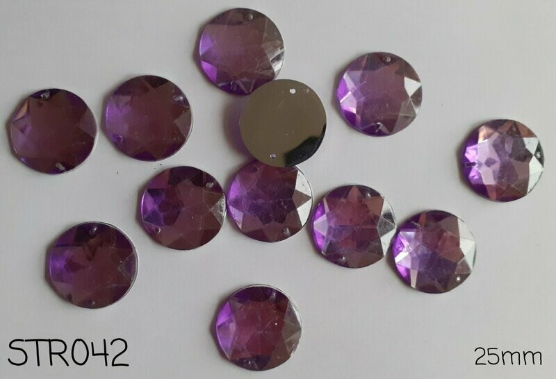 11 strass rond 2,5 cm violet