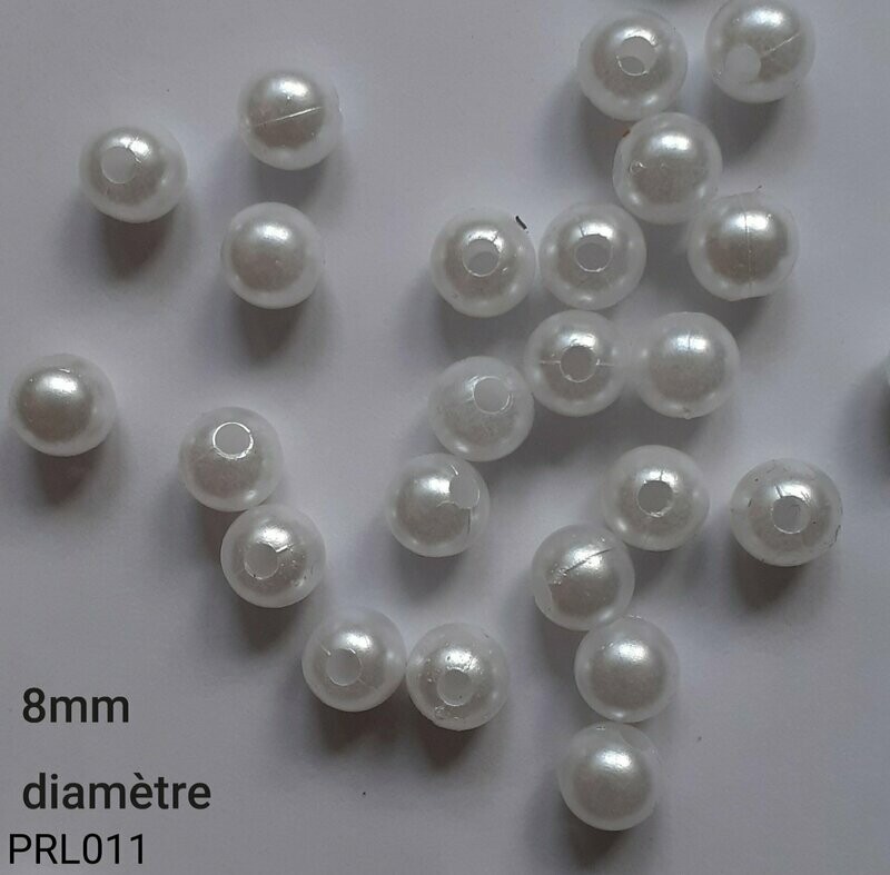 140 perles 8mm acryliques blanches