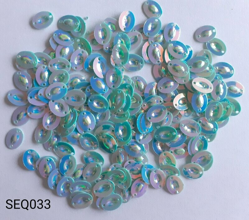 Sequins 10 g ovale 6×8mm bleu nacré