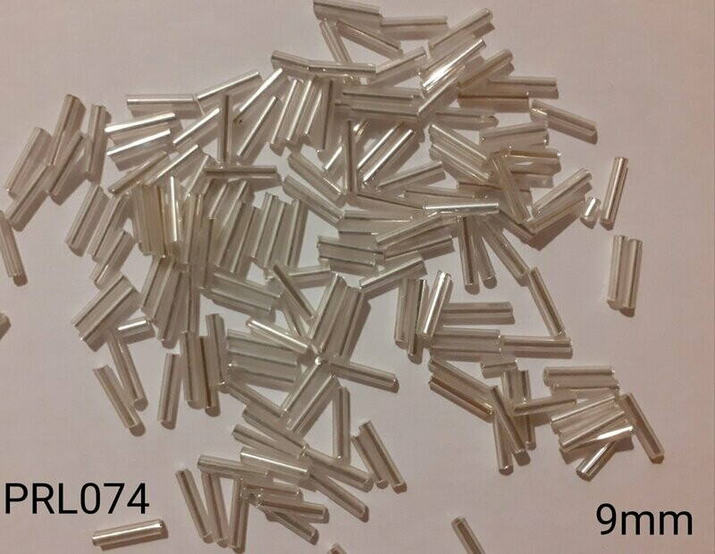 400 perles en verre tube 9mm argenté