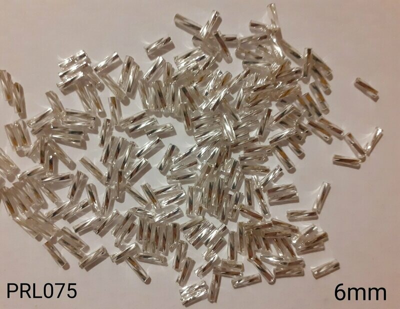 1000 perles 6mm argentées en forme de tube torsadé