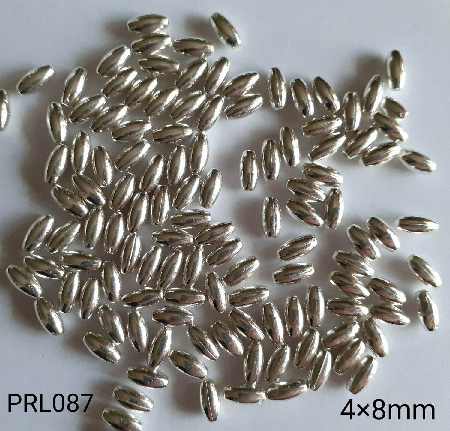 300 perles de riz argentées 4x8mm