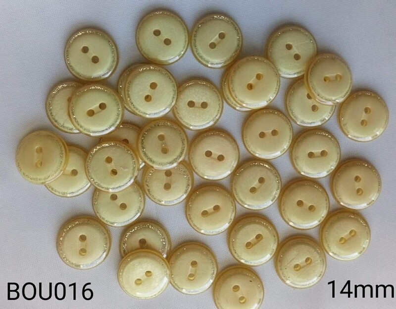 10 boutons 14mm jaune contour argenté