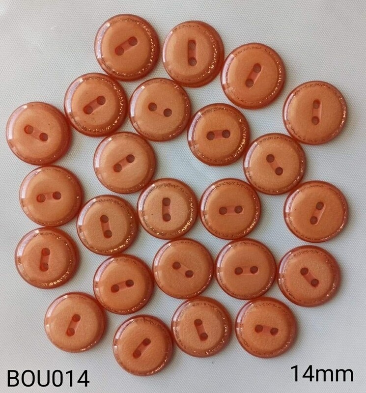 10 boutons 14mm orange contour doré