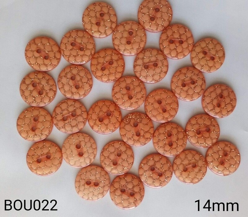 10 boutons orange effet nid d'abeille doré 1,4cm