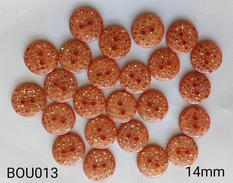 10 boutons acrylique 14mm orange et doré