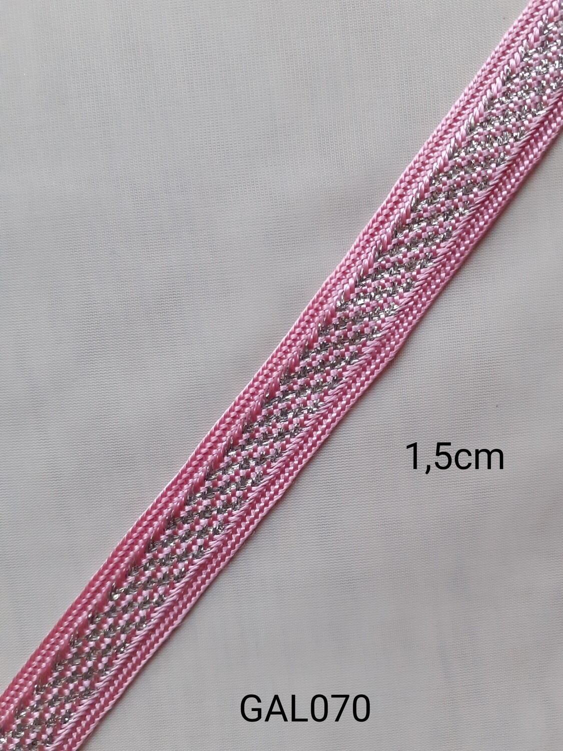 Ruban galon sfifa 1,5cm rose foncé & argenté