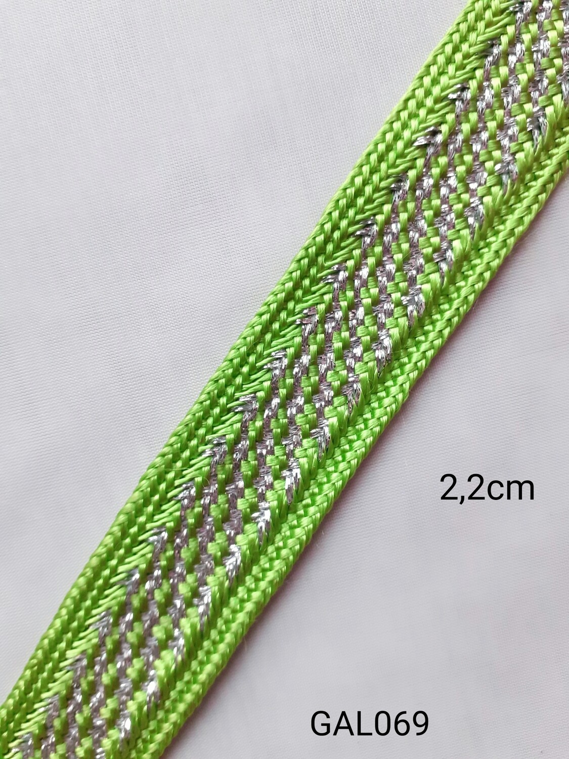 Ruban galon sfifa vert clair & argenté 2.2 cm