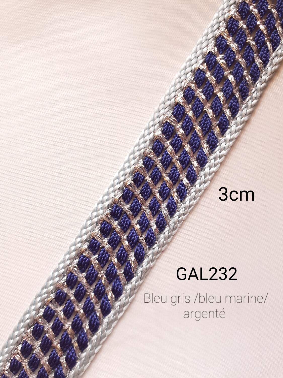 Ruban galon sfifa marine/argenté