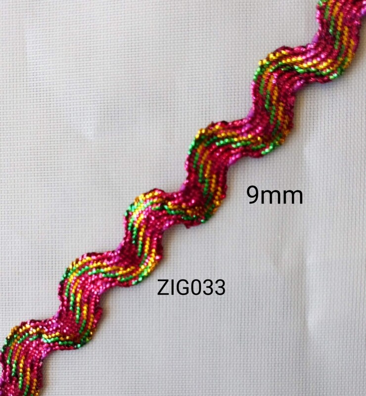 Ruban galon zig zag brillant 9mm